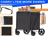 Folding Shopping Cart, Utility Trolley Grocery Cart with Removable Basket and Swivel Wheel, Black 59594303