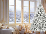 Artificial 6ft Flock Christmas Tree with 752PVC/Hard Needle Mixed Branch Tips,Hinged Premium & 49032696