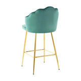 Shell shape green velvet bar chair, gold-plated metal chair legs, suitable for coffee shop, bar, W210P224254