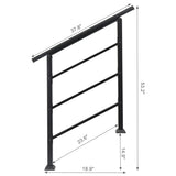 Handrails for Outdoor Steps, Wrought Iron Handrail Fits 1 or 3 Steps, Transitional Handrail with 87420248