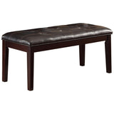 ZNTS Espresso Finish 1pc Dining Bench Faux Leather Upholstered Button-Tufted Top Seat Transitional Dining B01165810