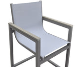Marina Outdoor Patio Barstool in Gray Powder Coated Finish with Gray Sling Textilene and Gray Wood B2736P268521