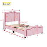 Twin Size Upholstered Platform Bed with Curve Shaped and Height-adjustbale Headboard,LED Light WF323748AAH
