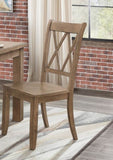 ZNTS Casual Brown Finish Side Chairs Set of 2 Pine Veneer Transitional Double-X Back Design Dining Room B01143556