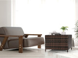 Outdoor PE Wicker Side Table with Storage, Patio Rattan End Table Square Container for Furniture 16033987