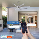 Smart 72" Integrated LED Ceiling Fan with Silver Blades in Brushed Nickel Finish W1367P199889