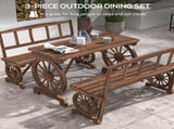 4-Person Patio Table and Chairs Wagon Wheel Design for Backyard Family Gathering Outdoor Set 65681571