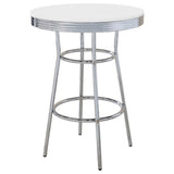 ZNTS Werner Glossy White and Chrome Round Bar Table B062P145619
