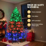 ZNTS 7.5 FT Pre-lit Artificial Christmas Tree, APP Controlled Xmas Tree Hinged Branches with 400 RGB 09504553