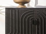Modern Black Sideboard Cabinet with Decorative Nailhead Accents, Stylish Storage Solution for Dining W2729P198993