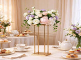 23.6 Inch Gold Wedding Flower Stand 4 Pack, Metal Column Geometric Centerpiece Stands with Metal 89625564