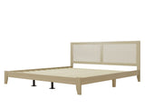 Solid Wood Platform King Bed With Rattan N758P197688N