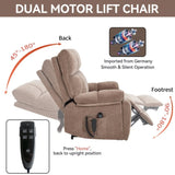Brown Heat Massage Dual Motor Infinite Position Up to 350 LBS Large Electric Power Lift Recliners W1803P264024