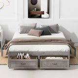 ZNTS Queen Size Platform Bed with 6 Storage Drawers,Antique Gray WF315336AAE