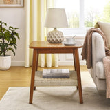 23" Mid-Century Table with Woven Shelf, Boho Table with Storage, Bedside Tables, Small W1801109588