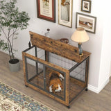 ZNTS Furniture Dog Cage Crate with Double Doors, Rustic Brown, 38.58'' W x 25.2'' D x 27.17'' H W116291738