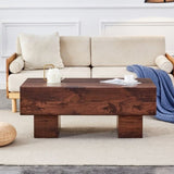Modern Simple Walnut Colored Texture Sticker MDF Coffee Table - 43.3"x21.6"x17.2" Practical W1151P230543