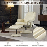 011-Massage Recliner Chair with Ottoman, 360&deg Swivel PU Leather Reclining Chair with Wrapped Base W2636P262427