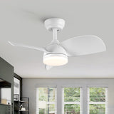 ZNTS 28 In Intergrated LED Ceiling Fan Lighting with White ABS Blade W1367P182807