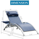 Outdoor Chaise Lounge Set of 2 Patio Recliner Chairs with Adjustable Backrest and Removable Pillow W1859109830