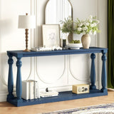 U_STYLE Vintage Wood Grain Console Table with Bottom Shelf and Four Vase Legs, Suitable for N711P256976V