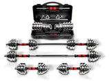 Adjustable Dumbbell Set With 3 in 1 Dumbbell Barbell Metal Connecting Rod, Chromed Weights, 94973263