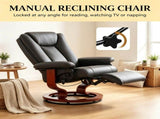 Modern Leather Swivel Recliner with Footrest, Compact Armchair 72210518