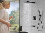 Male NPT Waterfall Tub and Shower Faucet Set, Suntisbo 10-Inch Matte Black Rain Shower SystemUnable 06639859