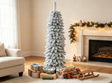 5ft Slim Pencil Artificial Christmas Tree Snow-Flocked Xmas Tree with 301 Lifelike Branch Tips, 52683868
