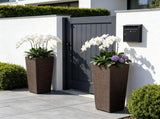 Set of 2 Rattan Planters with Removable Inner Pots, Metal Frame Adjustable Foot Pads for Garde 82335857