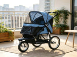 Blue 3-Wheel Pet Stroller for Small & Medium Dogs, Adjustable Canopy, Safety Tether, Storage 50323944