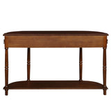Retro Curved Wood Console Table, 52 inch Circular Half Moon Sofa Table with Open Shelf and 2 W1202P248850