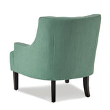 Modern Traditional Accent Chair Button Tufted Teal Textured Fabric Upholstery Solid Wood 1pc Living B011P182655
