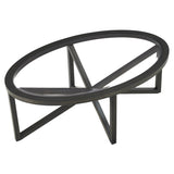 Modern simple coffee table, tempered coffee table solid wood base round transparent W1781127576