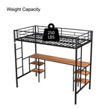 ZNTS Twin-size Loft Bed with Table & Shelves/ Heavy-duty Sturdy Metal/ Built-in Table & Shelves/ Noise W42752472