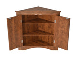 Brown Triangle Bathroom Storage Cabinet with Adjustable Shelves, Freestanding Floor Cabinet for Home 70212675