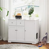 Cat Litter Box Enclosure With 2 Drawers 3 Doors Anti-Toppling Devices Storage 84617014