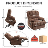 23" Seat Width and High Back Large Size Chenille Power Lift Recliner Chair with 8-Point Vibration W1803P247681