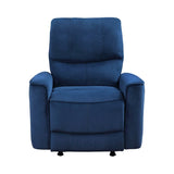 Modern Living Room 1pc Power Rocker Reclining Chair Blue Velvet Upholstery Solid Wood Frame Luxury B011P204080