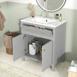 30'' Bathroom Vanity with Ceramic Sink, Free Standing Single Vanity Set with Soft Closing Doors, N710P228367E