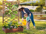 Wood Planter Raised Garden Bed with Trellis, 67 Inch Height Outdoor Garden Flower Standing Planter 45093764