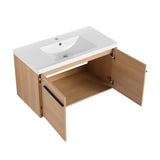 LEVISTAR Oak 36 Inch Bathroom Vanity with resin Countertop Sink, 2 Doors Bathroom Cabinet Set W1972P165045