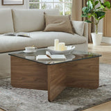 31.5 Inch Glass Coffee, Mid-Century Modern Square Coffee, Living Room Wooden Coffee W2972P277853