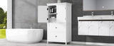 Bathroom Storage Cabinet, Cabinet with Two Doors and Drawers, Adjustable Shelf, MDF Board, White N725P188460K