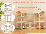 3-Tier Dollhouse with 7 Rooms & 31 Cute Furniture, MDFPine Wood Corner Design Kids Toy 08995509