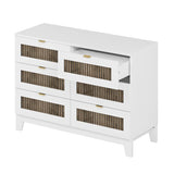 Rustic Farmhouse Style Wooden Dresser with 6 Drawers, Storage Cabinet for Bedroom with Metal WF530908AAK