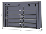 7 Tiers Portable Shoe Rack Closet Fabric Cover Shoe Storage Organizer Cabinet Gray 69880687