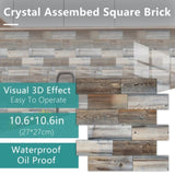 48 Pcs Wood Grain Splicing Wall Sticker Peel And Stick Backsplash PVC Wall Tile, Waterproof And Oil 77767506