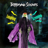 7.2ft Sound-Activated Halloween Witch - Eerie Arm Movements, Terrifying Sounds & Glowing Eyes for 49447258