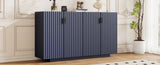 TREXM 4 Wavy Doors Ample Storage Space Sideboard with Adjustable Shelves and Retro Copper Handles N715P183992M